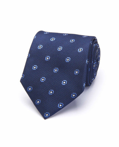 Blue Navy Silk Tie - Textured Jacquard Weave | Office to Occasion