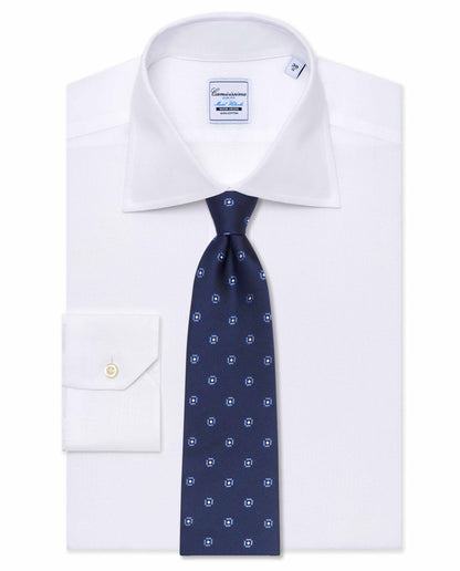 Blue Navy Silk Tie - Textured Jacquard Weave | Office to Occasion