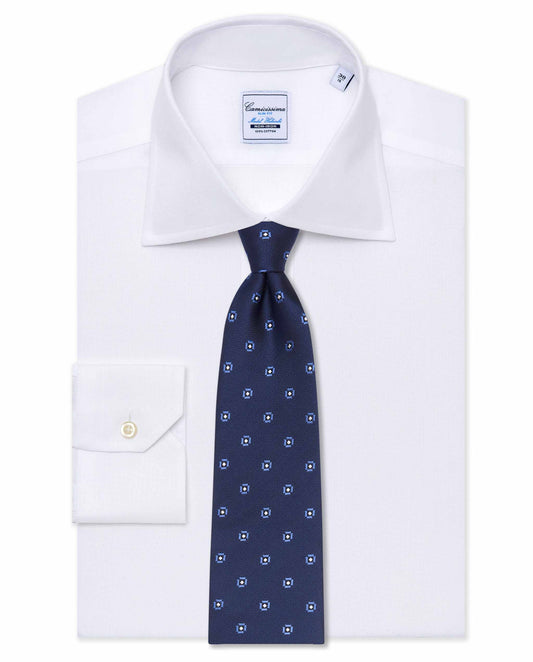 Blue Navy Silk Tie - Textured Jacquard Weave | Office to Occasion