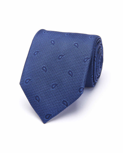 Classic Blue Navy Silk Tie - Jacquard Pattern | Timeless Gentleman’s Pick