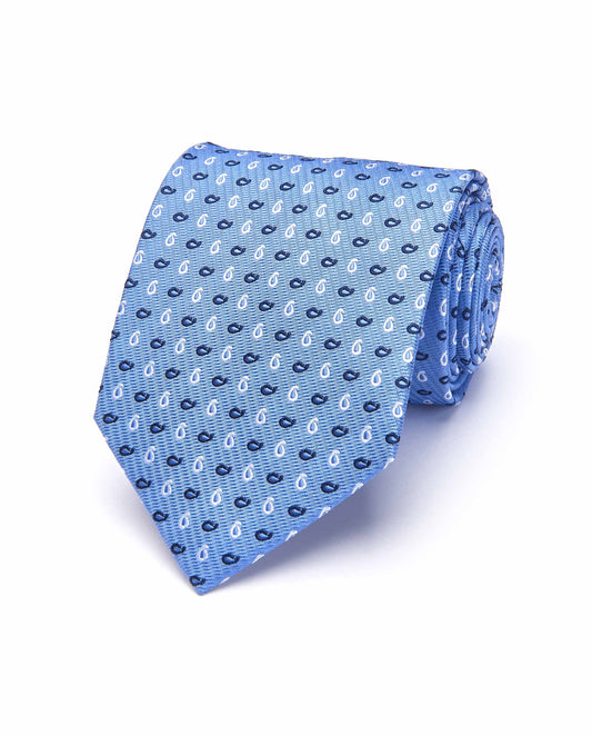Premium Light Blue Silk Tie - Woven Jacquard Design