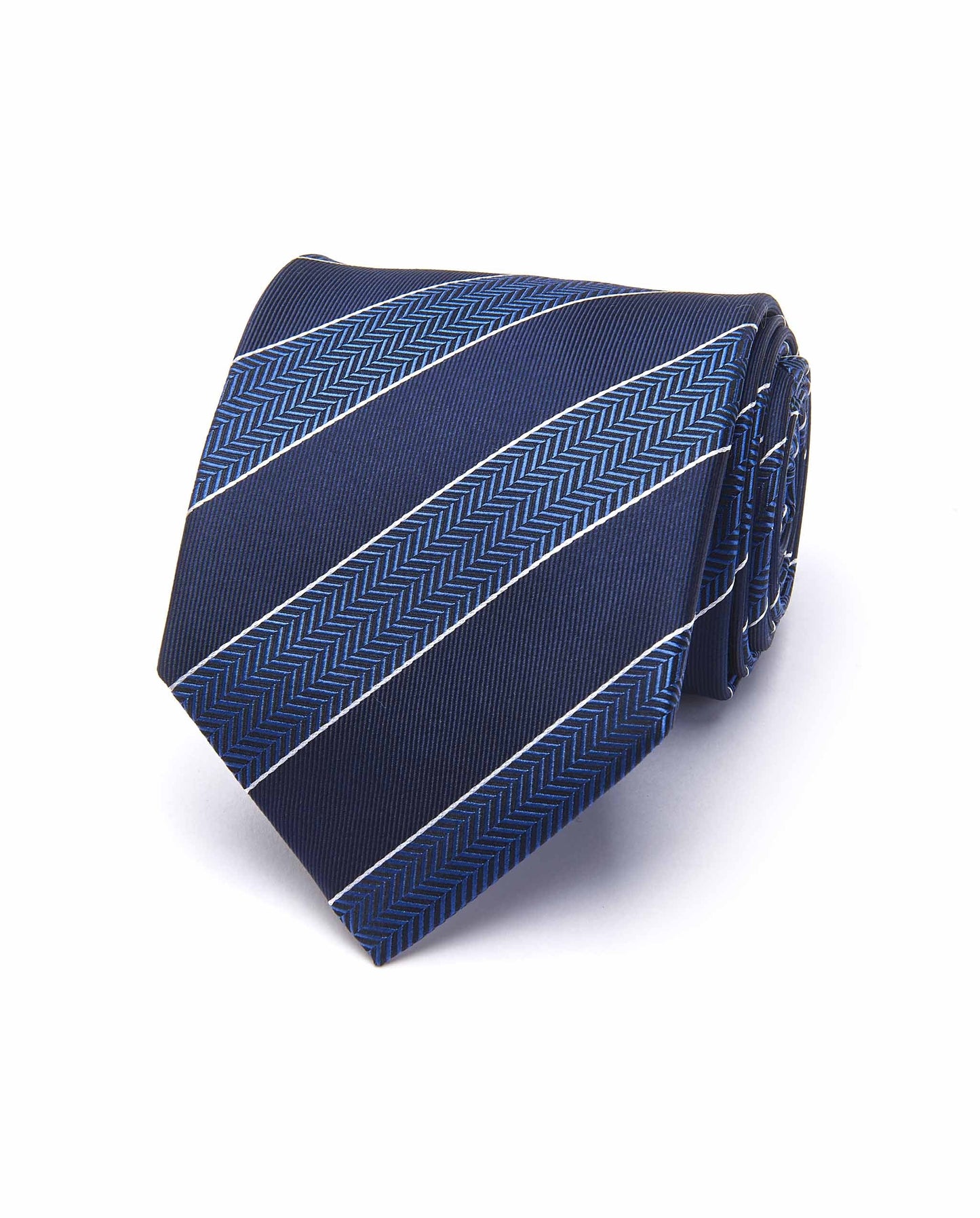 Men’s Classic Regimental Tie – Blue Navy | Pure Silk Elegance