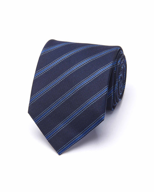 Camicissima Men’s Traditional Regimental Silk Tie – Dark Blue | Formalwear Essential