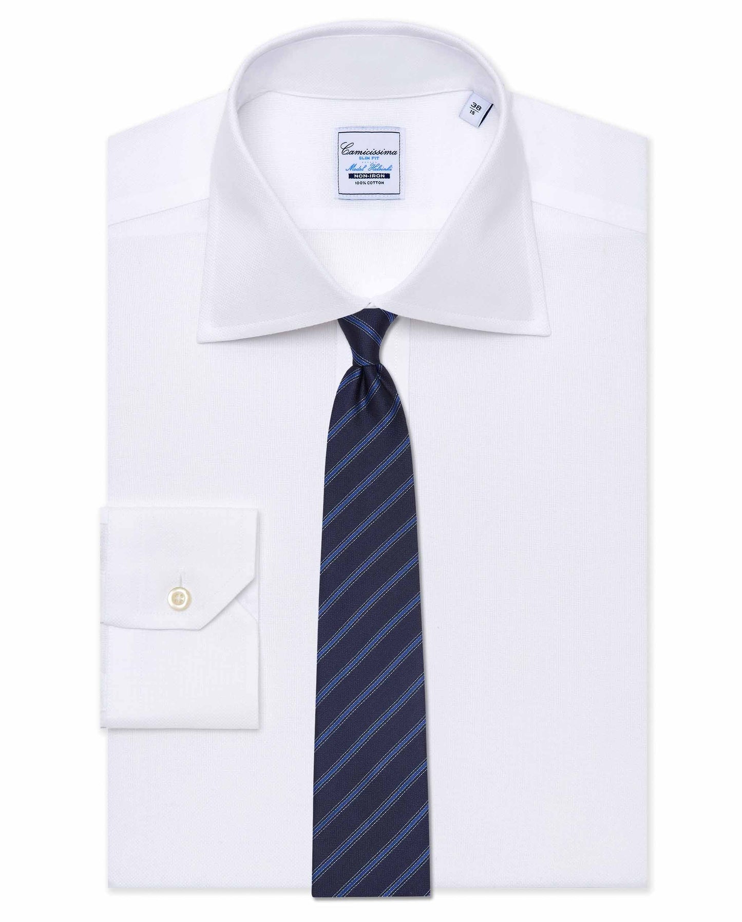 Camicissima Men’s Traditional Regimental Silk Tie – Dark Blue | Formalwear Essential