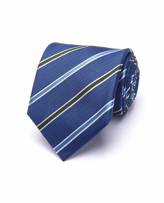 Blue Striped Silk Tie – Regimental Style | Classic Designer Piece for Men