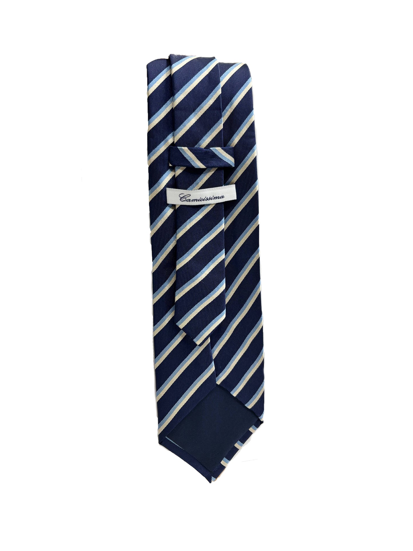 Camicissima Blue Navy Regimental 100% Silk Tie – Elegant Party Look