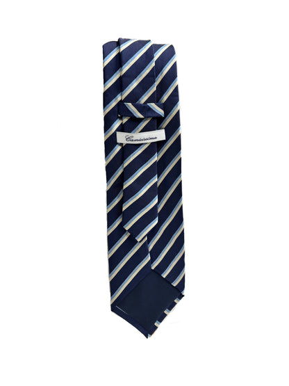 Camicissima Blue Navy Regimental 100% Silk Tie – Elegant Party Look