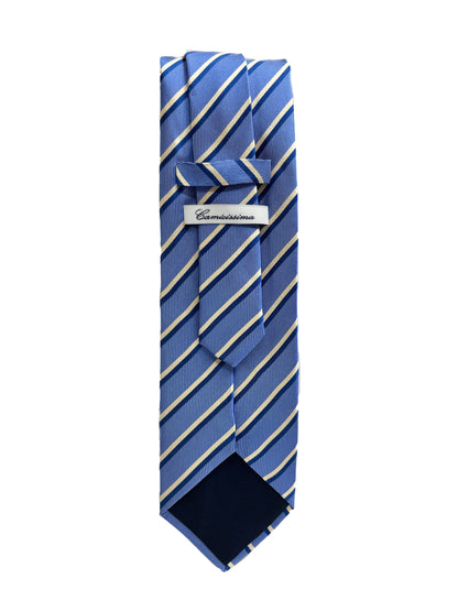 Camicissima Light Blue Regimental 100% Silk Tie – personal style & Office Look