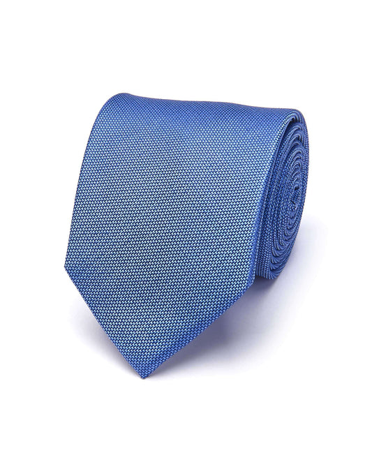 Blue Designer Plain Silk Tie