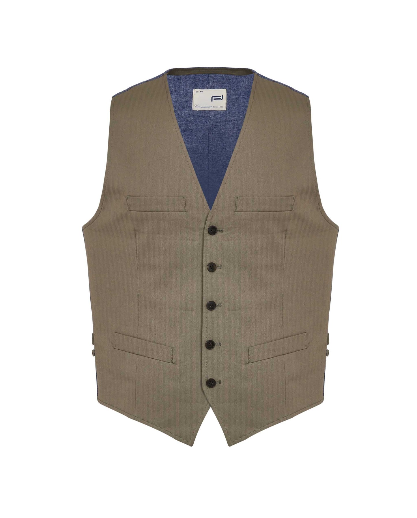 Camicissima Men's Herringbone Waistcoat - Sartorial Gilet | Designer Fit in Stretch Cotton