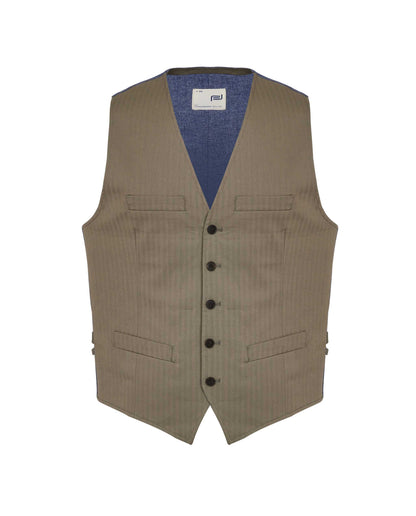 Camicissima Men's Herringbone Waistcoat - Sartorial Gilet | Designer Fit in Stretch Cotton