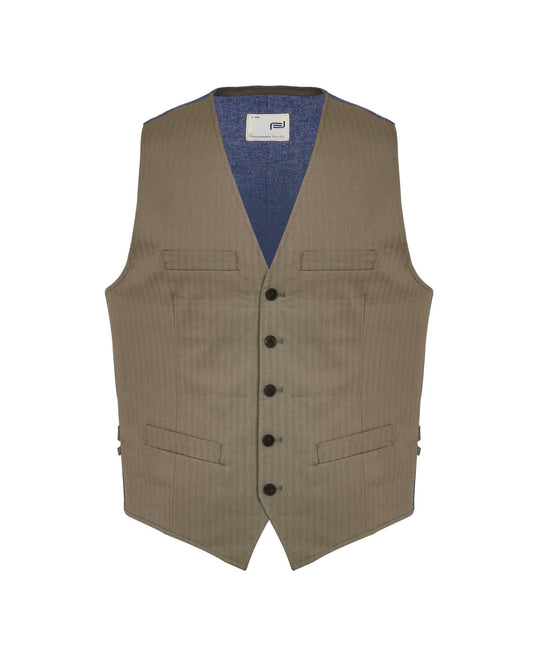 Camicissima Men's Herringbone Waistcoat - Sartorial Gilet | Designer Fit in Stretch Cotton