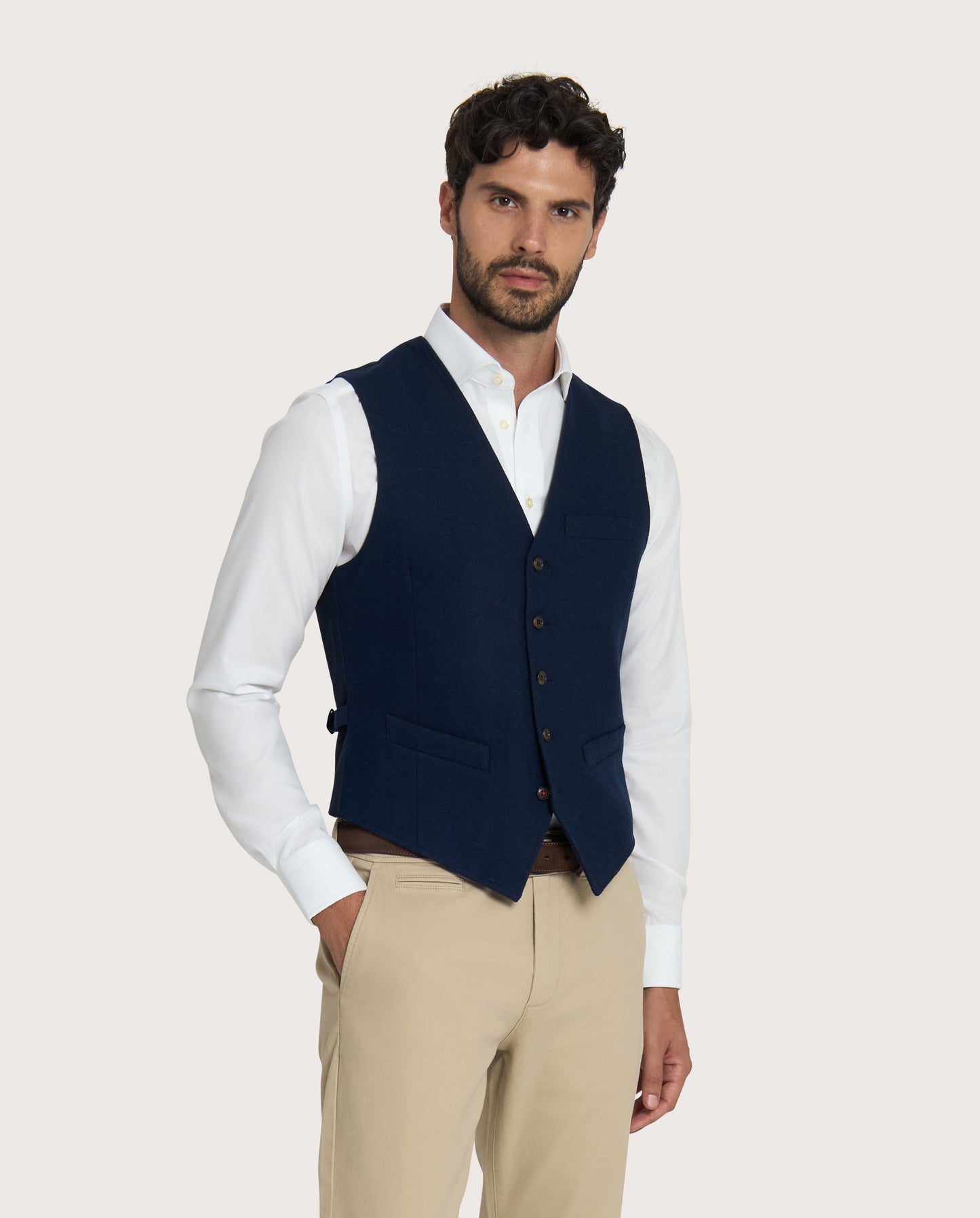 Camicissima Navy Blue Tailored Wool-Blend Waistcoat (Sartorial Gilet)