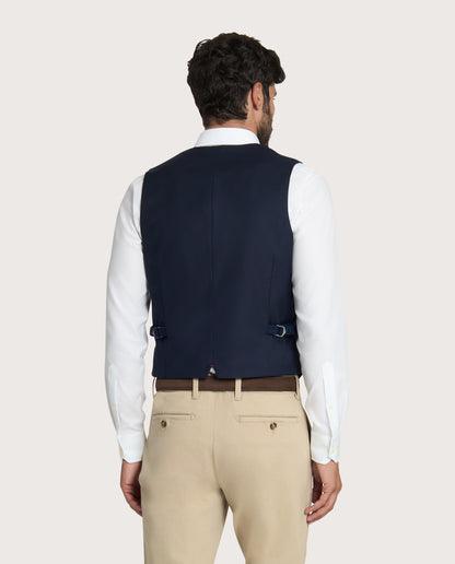 Camicissima Navy Blue Tailored Wool-Blend Waistcoat (Sartorial Gilet)