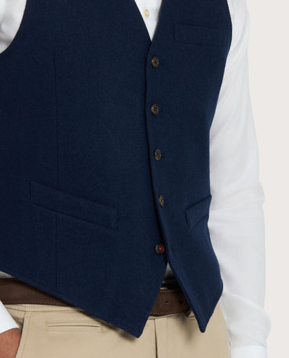 Camicissima Navy Blue Tailored Wool-Blend Waistcoat (Sartorial Gilet)