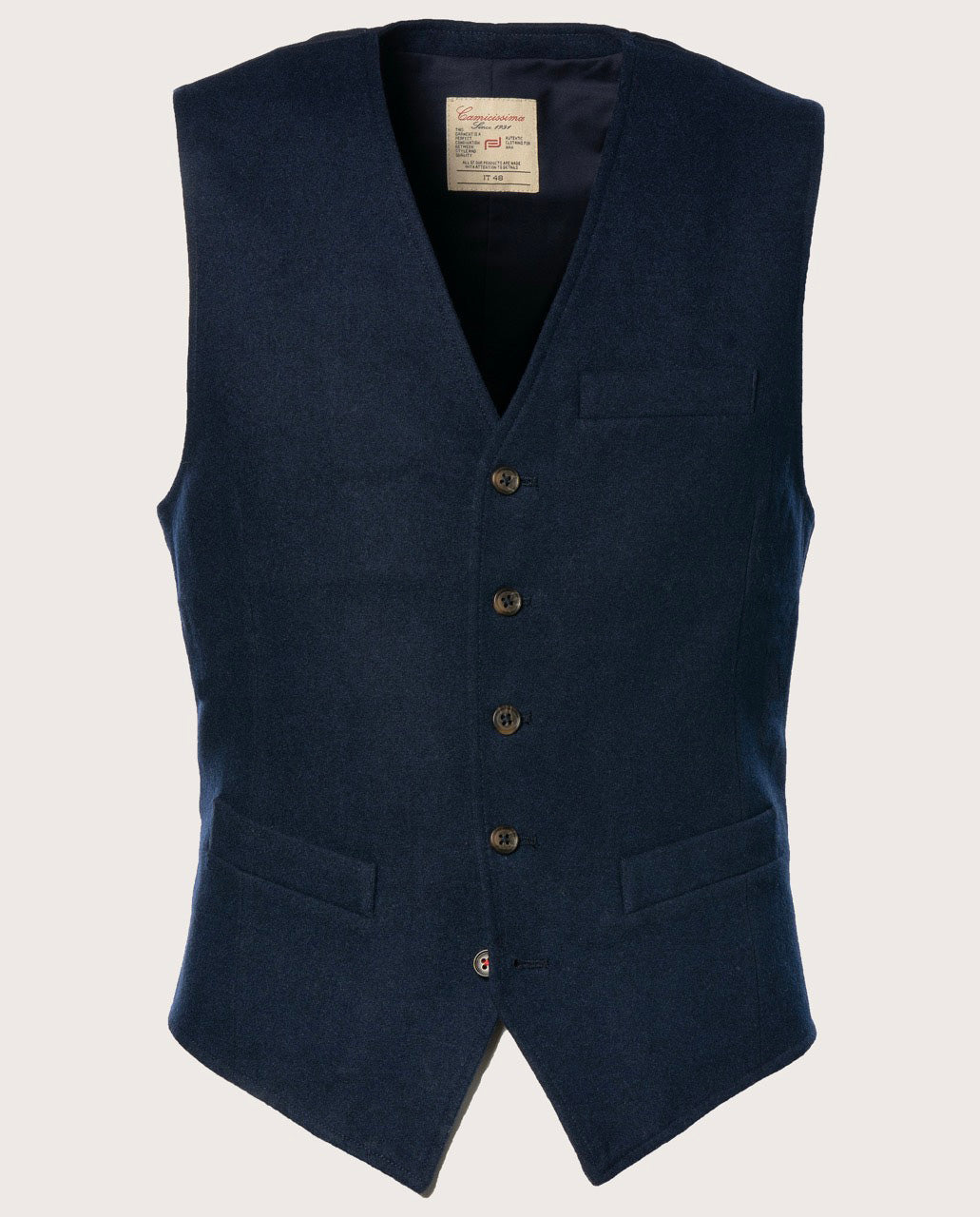 Camicissima Navy Blue Tailored Wool-Blend Waistcoat (Sartorial Gilet)
