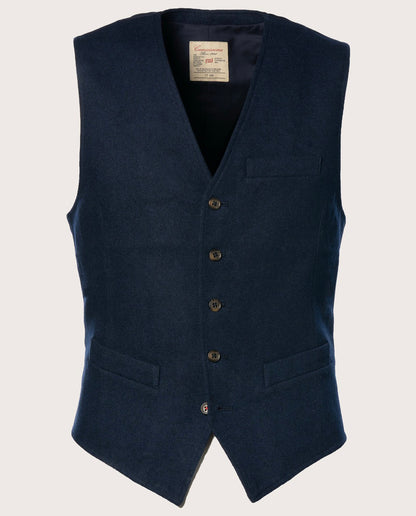 Camicissima Navy Blue Tailored Wool-Blend Waistcoat (Sartorial Gilet)