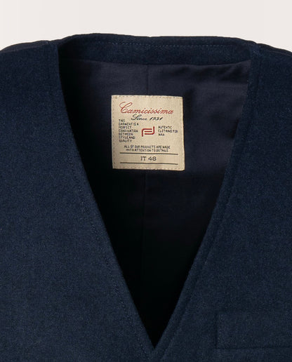 Camicissima Navy Blue Tailored Wool-Blend Waistcoat (Sartorial Gilet)