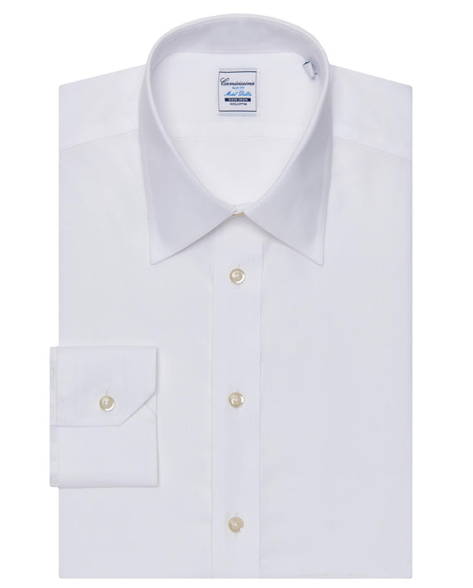Camicissima Men’s Slim Fit White Shirt – Non-Iron Permanent | Plain Design | Full Sleeves