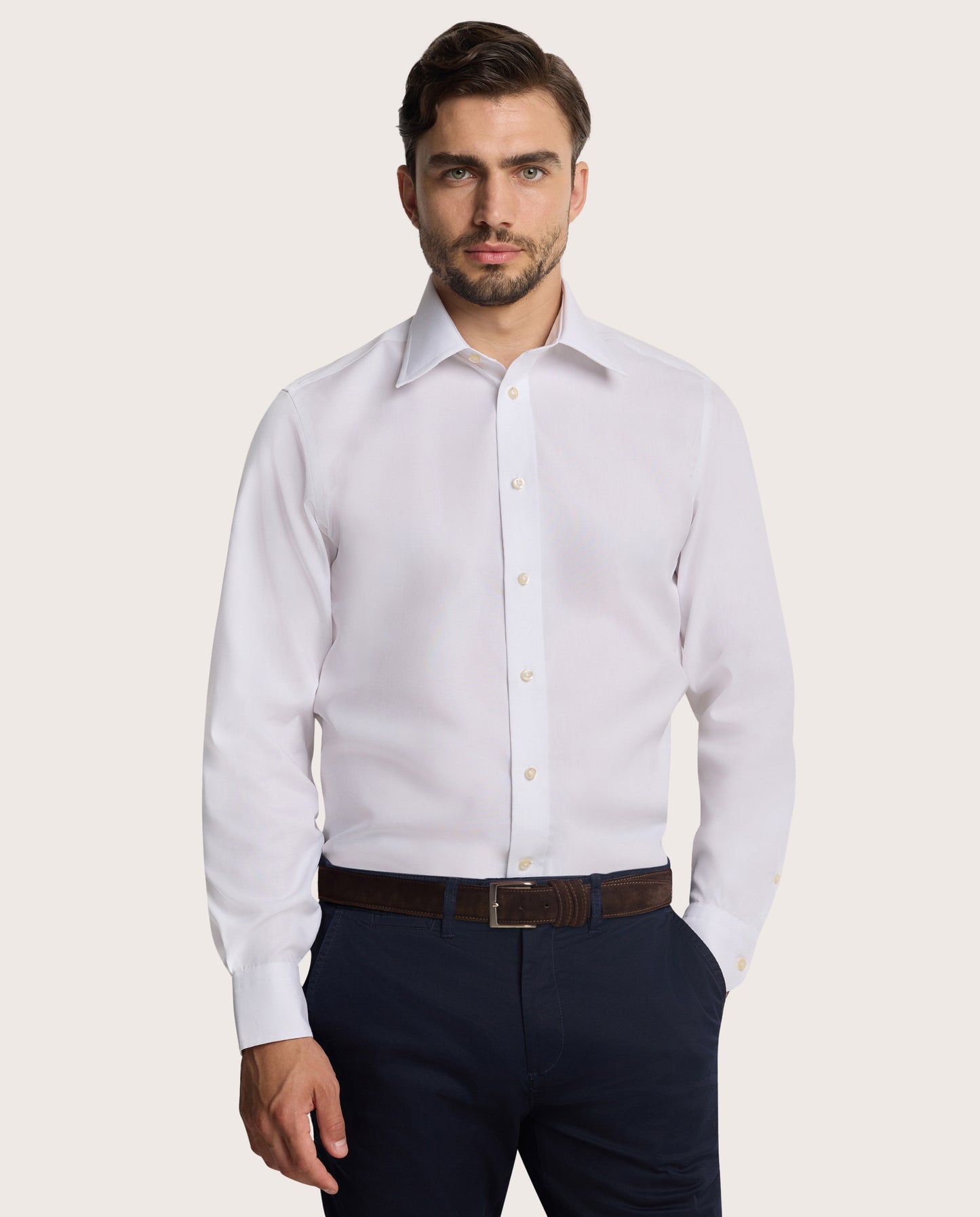 Camicissima Men’s White Non-Iron Permanent Slim Fit Cotton Shirt