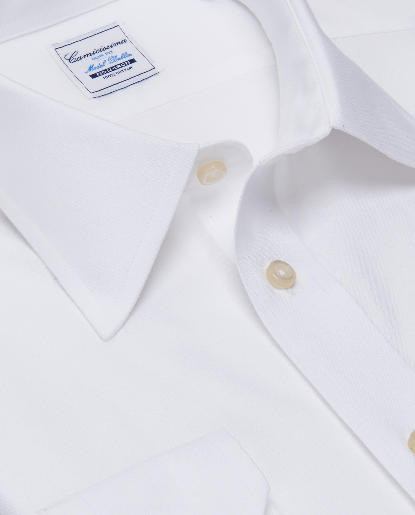 Camicissima Men’s Slim Fit White Shirt – Non-Iron Permanent | Plain Design | Full Sleeves