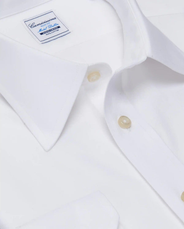 Camicissima Men’s Slim Fit White Shirt – Non-Iron Permanent | Plain Design | Full Sleeves
