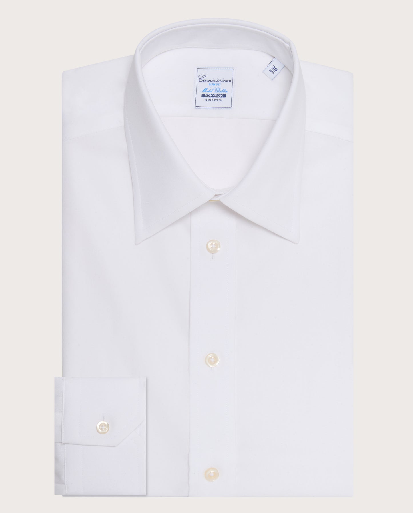 Camicissima Men’s White Non-Iron Permanent Slim Fit Cotton Shirt