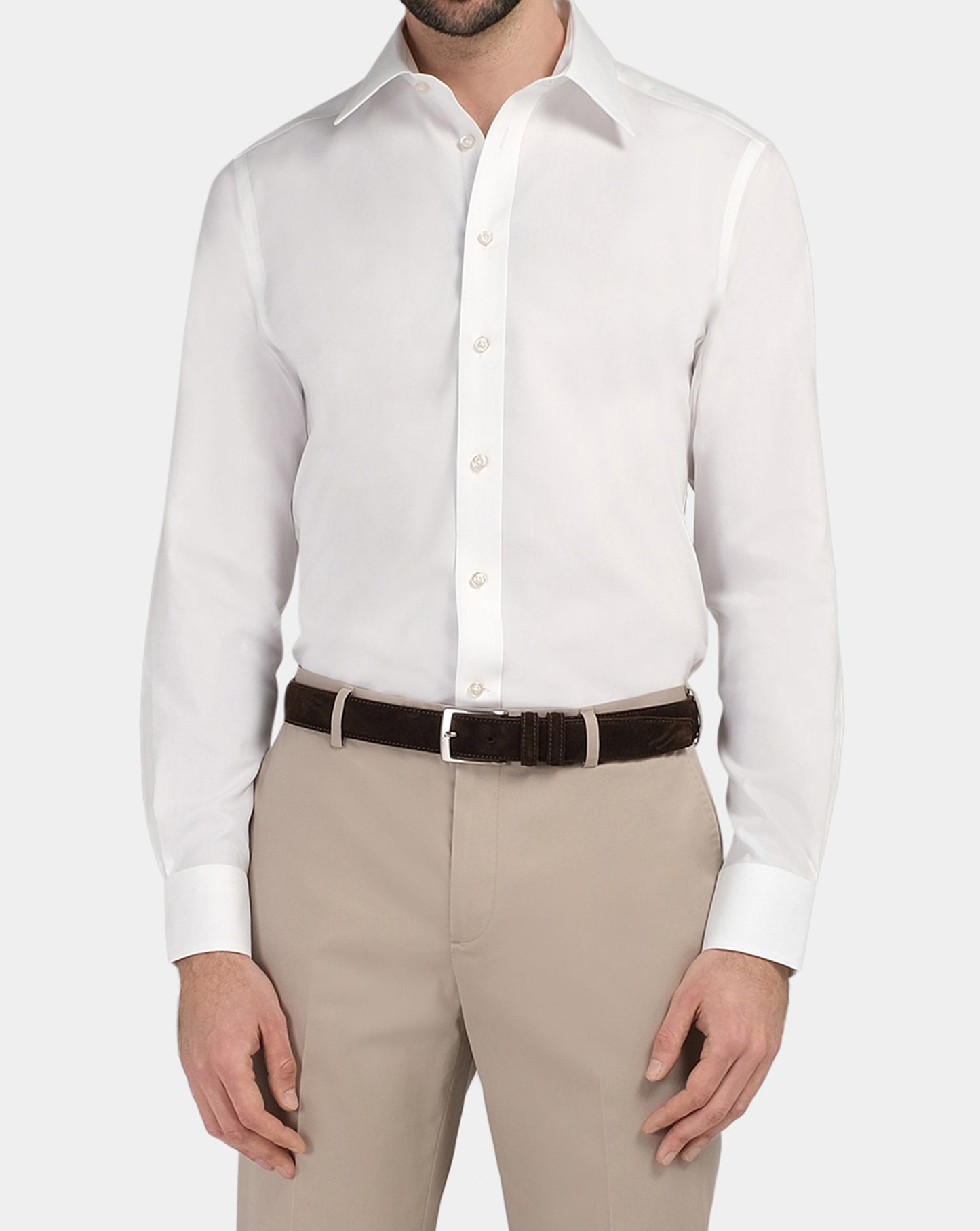 Camicissima Men’s Slim Fit White Shirt – Non-Iron Permanent | Plain Design | Full Sleeves