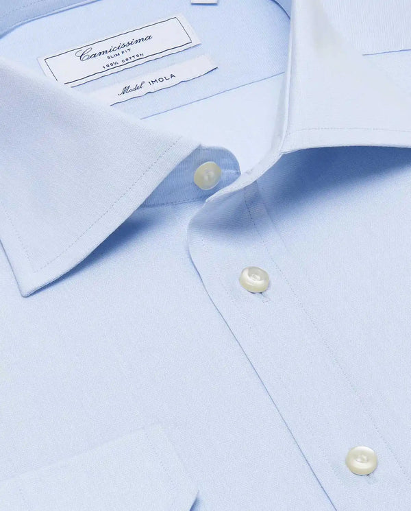 Camicissima Men’s Classic Light Blue Permanent Cotton Shirt