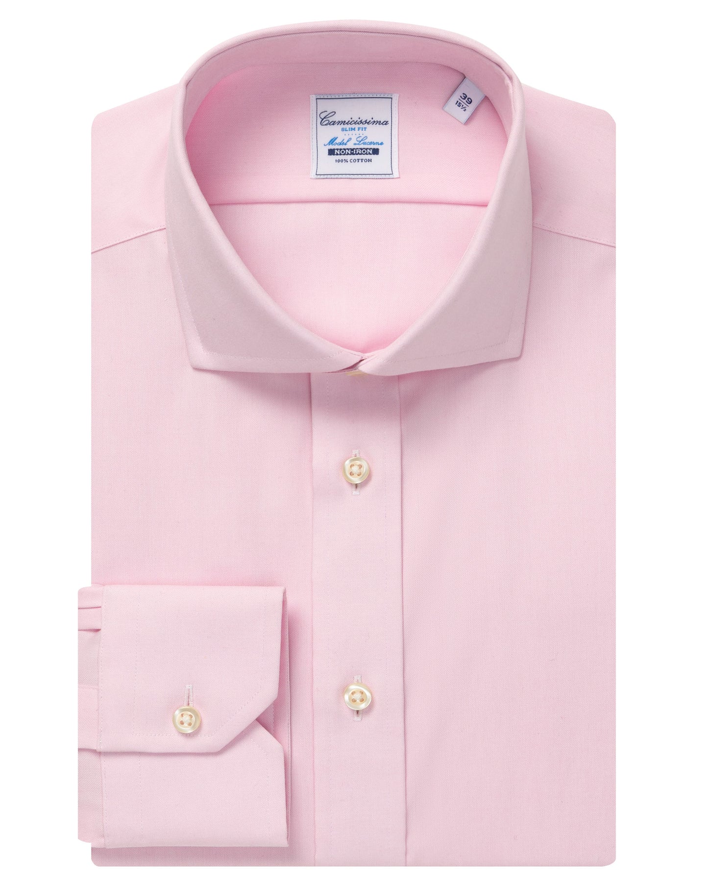 Camicissima Men’s Pink Non-Iron Permanent Slim Fit Cotton Shirt