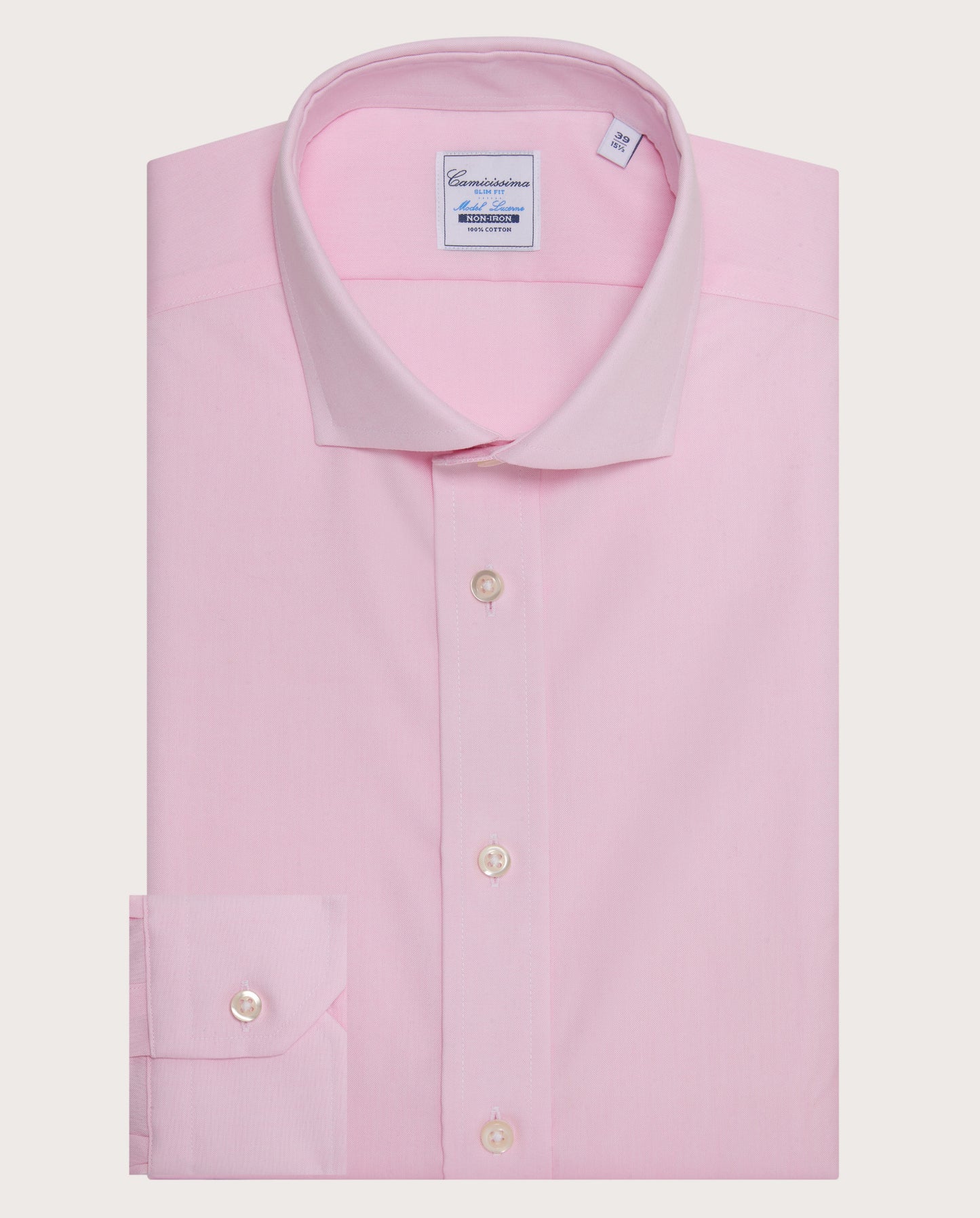 Camicissima Men’s Pink Non-Iron Permanent Slim Fit Cotton Shirt