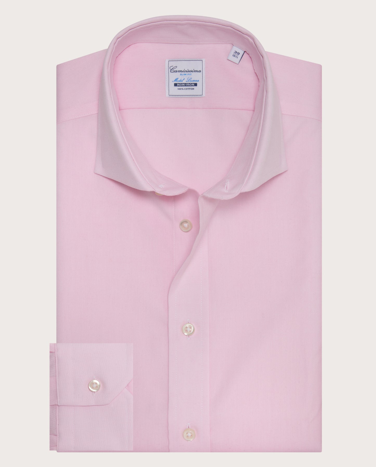 Camicissima Men’s Pink Non-Iron Permanent Slim Fit Cotton Shirt