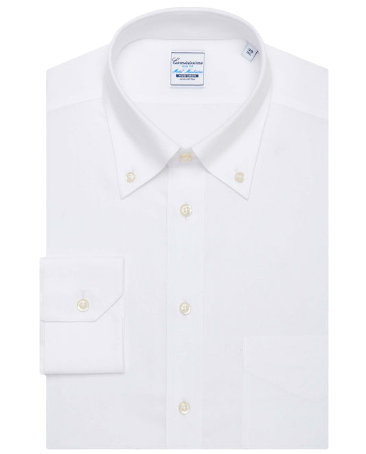 Camicissima Men’s Slim Fit Button-Down Shirt – White | Non-Iron Permanent | Full Sleeves