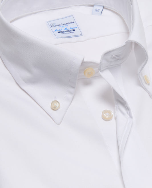 Camicissima Men’s White Non-Iron Slim Fit Permanent Cotton Shirt