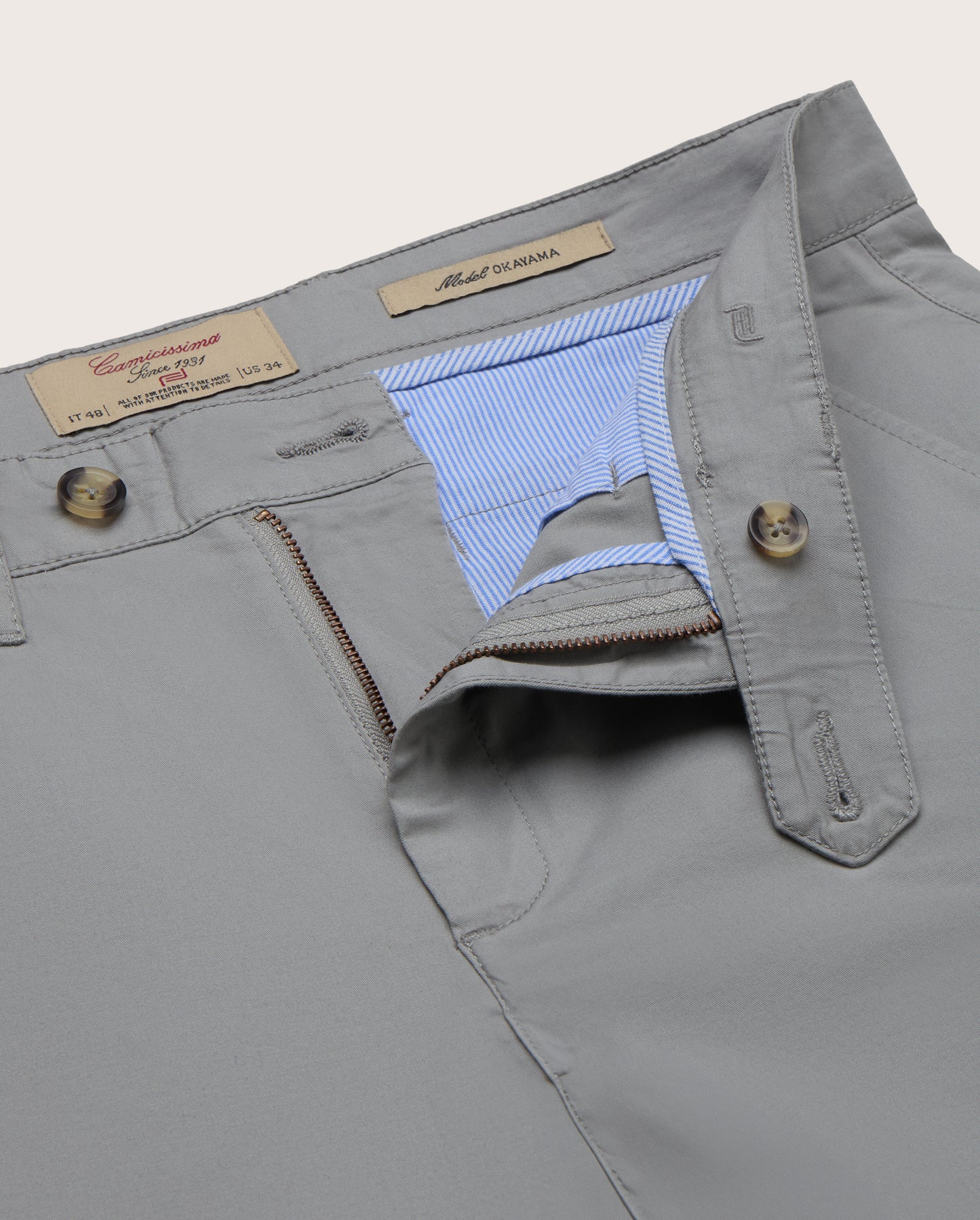 Camicissima Men's Twill Chino Pants - LIGHT GREY | PLAIN
