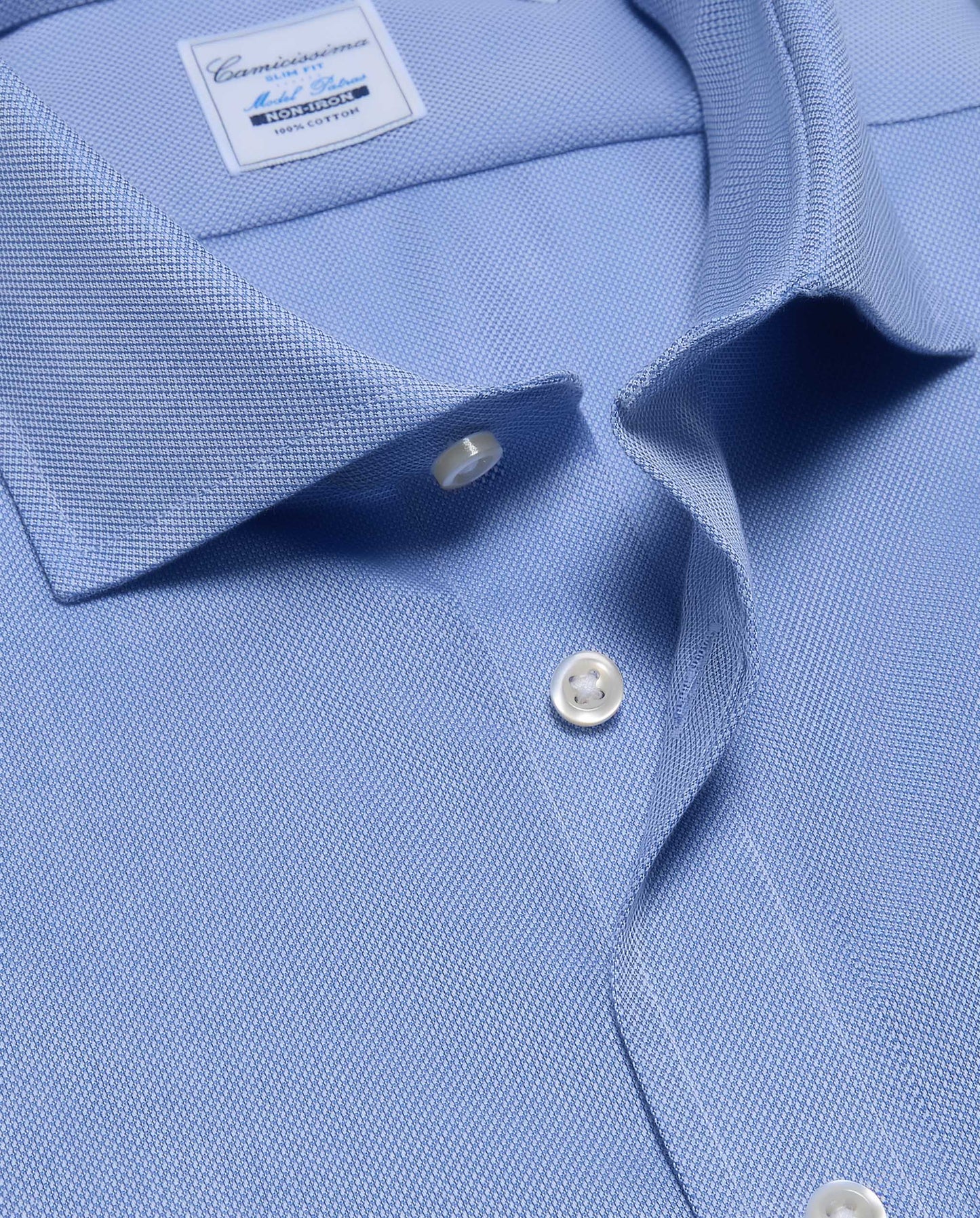 Camicissima Men’s Azure Non-Iron Permanent Slim Fit Cotton Shirt