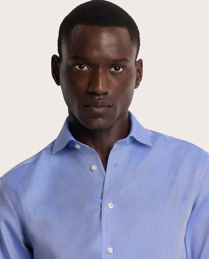 Camicissima Men’s Azure Non-Iron Permanent Slim Fit Cotton Shirt