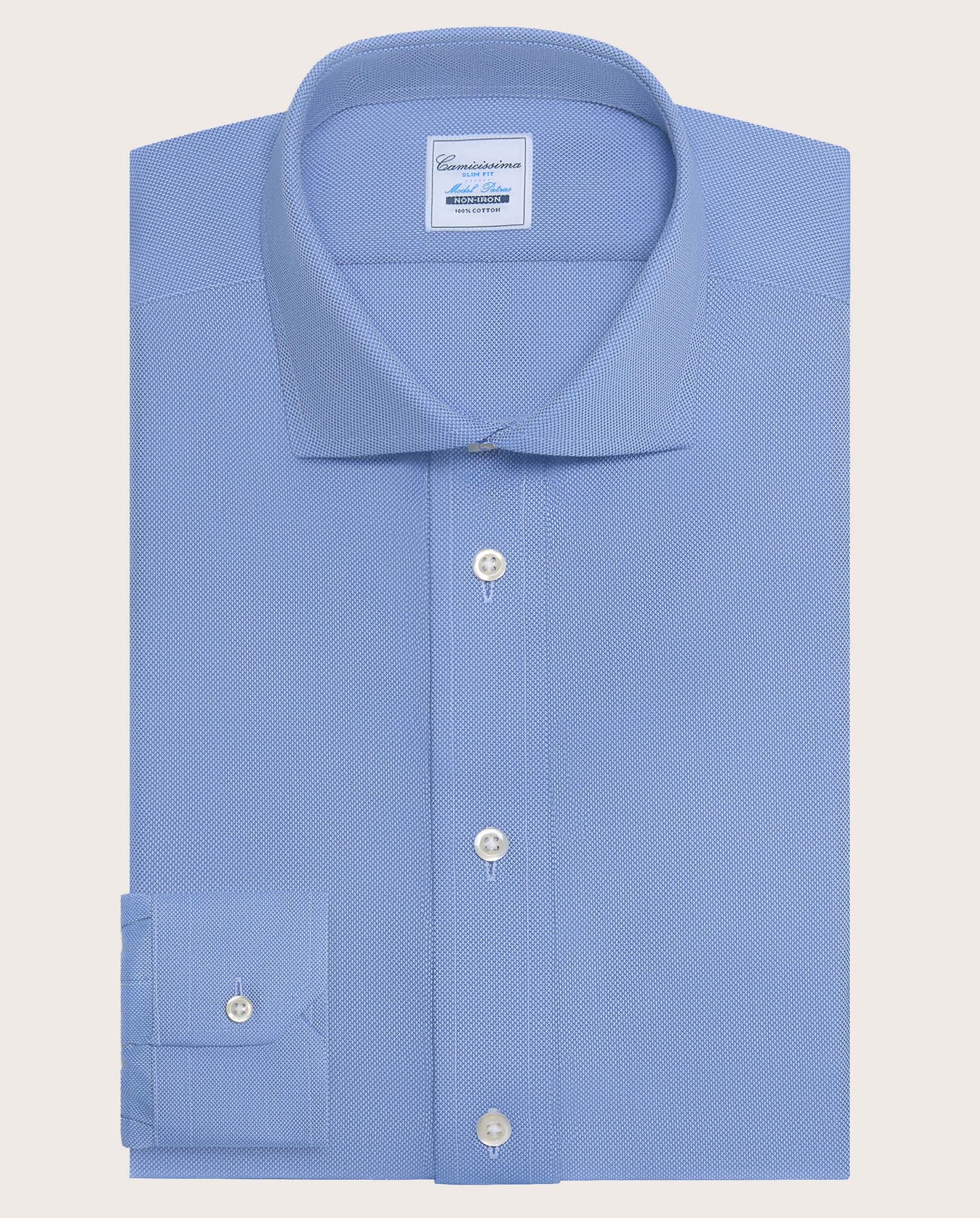 Camicissima Men’s Azure Non-Iron Permanent Slim Fit Cotton Shirt