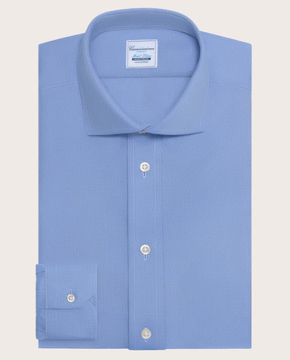 Camicissima Men’s Azure Non-Iron Permanent Slim Fit Cotton Shirt