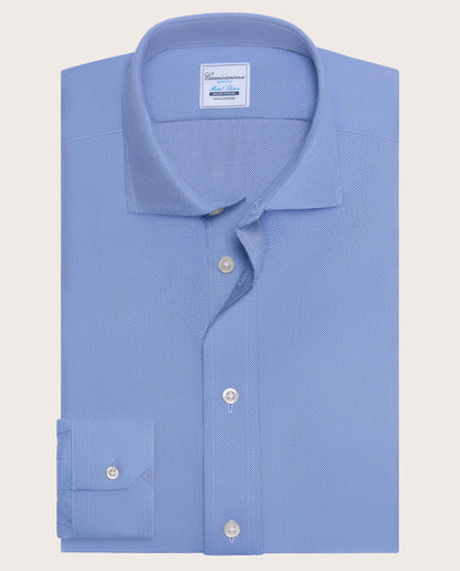Camicissima Men’s Azure Non-Iron Permanent Slim Fit Cotton Shirt