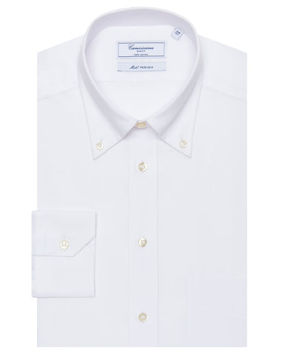 White Slim Fit Permanent Press Cotton Shirt