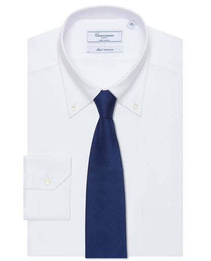 White Slim Fit Permanent Press Cotton Shirt