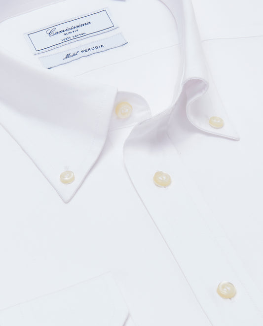 Camicissima White Slim Fit Permanent Press Cotton Shirt