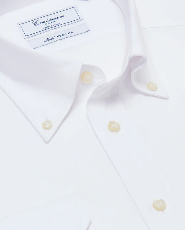 Camicissima White Slim Fit Permanent Press Cotton Shirt