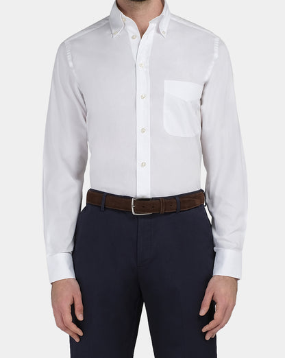 White Slim Fit Permanent Press Cotton Shirt