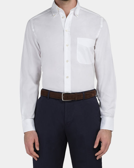 White Slim Fit Permanent Press Cotton Shirt