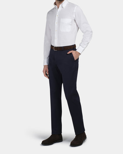 White Slim Fit Permanent Press Cotton Shirt