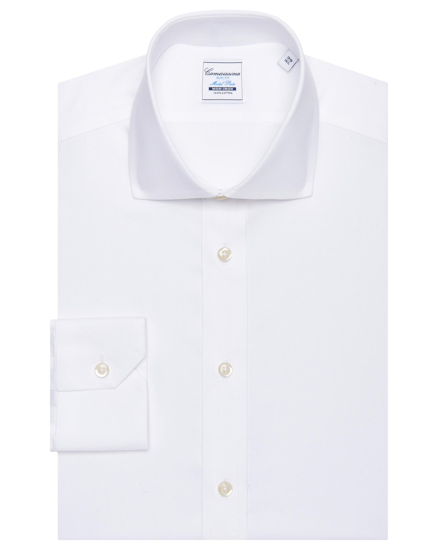 Camicissima Men’s White Non-Iron Permanent Slim Fit Cotton Shirt