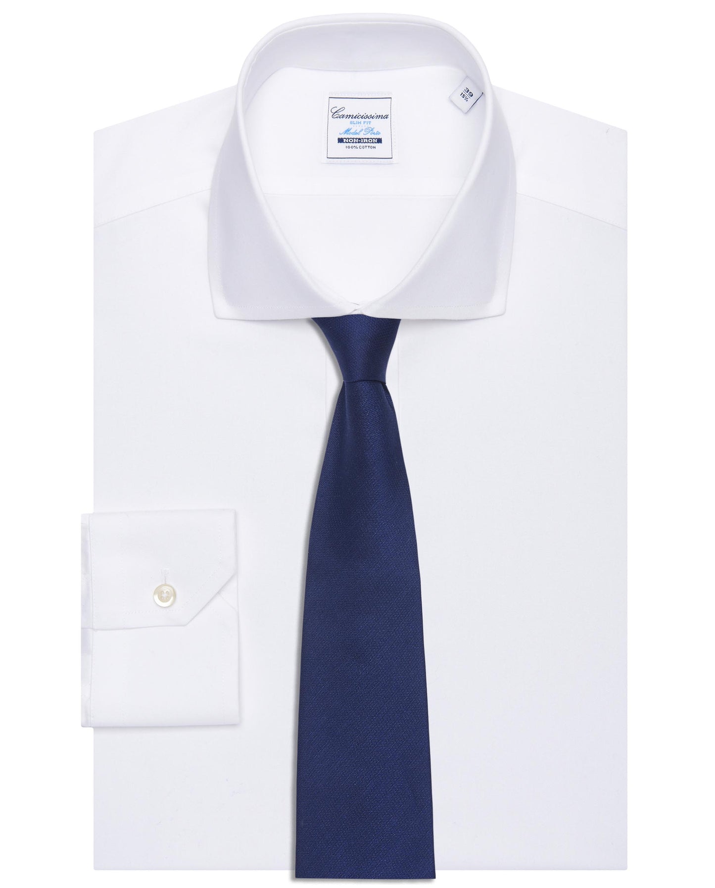Camicissima Men’s White Non-Iron Permanent Slim Fit Cotton Shirt