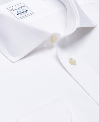 Camicissima Men’s Slim Fit White Shirt – Non-Iron Permanent | Plain Formal Wear | Full Sleeves